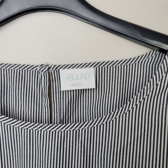 Abound Flutter Sleeve Blouse 100% Cotton Dramatic Striped Career Romantic Large - Picture 11 of 12
